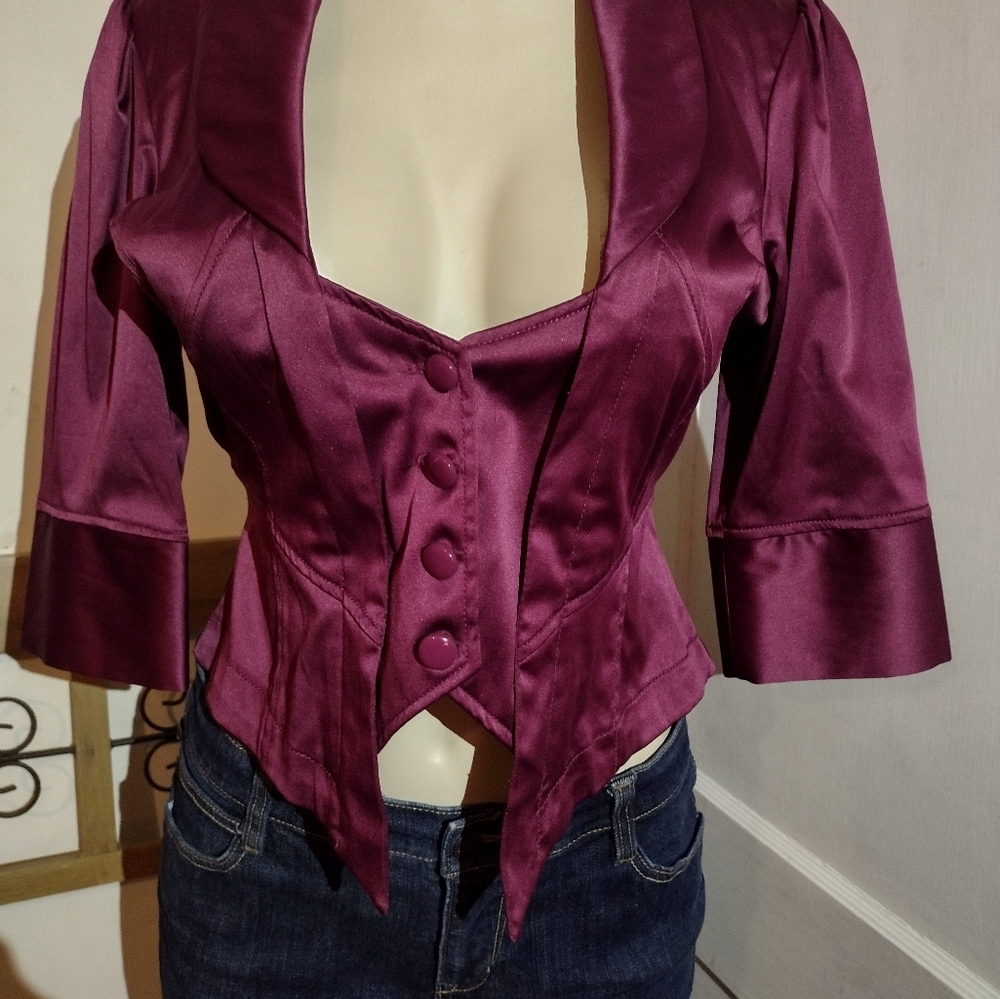 Satin Fuscia Jacket W/Coordinating Bag